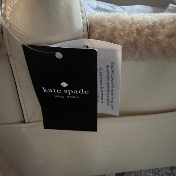 Kate Spade Ivory Meringue Faux Shearling Tote Handbag NWT $459 Retail - Picture 6 of 6